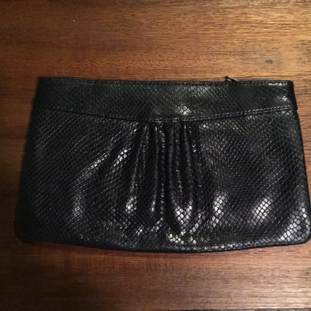 Banana Republic Black python textured clutch purse